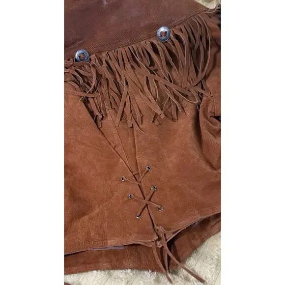 Women’s Vintage 80’s Fringe Leather Jacket Brown Western Express Size Large - Picture 14 of 16